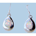 Handcrafted Lustrous Opal & Silver Earrings (India)