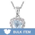 14k Gold Diamond Aquamarine Heart Pendant (Case of 3)