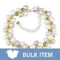 Sterling Silver Freshwater Pearl Peridot Bracelet (Case of 6)