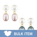 14k Gold Cultured Black & White FW Pearl Earrings (Case of 3)