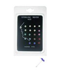 Sterling Silver Assorted Color Crystal Nose Bones (Case of 20)