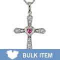 14k White Gold Diamond Ruby Cross Pendant (Case of 3)