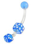 Acrylic/ Stainless Steel Dangling Dice Curved Barbell (Set of 5)