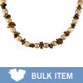 Gold Cultured Freshwater Pearl Tiger Eye Necklace (Case of 6)