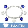 Sterling Silver Murano Glass Bead Charm Bracelet (Case of 12)