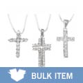 Sterling Silver Cubic Zirconia Cross Necklaces (Case of 3)