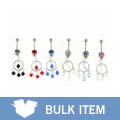 Double Jeweled Dangling Hoop Belly Barbell (Case of 3)