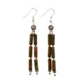 Unakite Jasper And Silver Bead Earrings