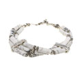Silver Beaded White Howlite Bracelet