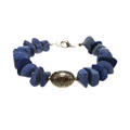Silver Beaded Blue Lapis Lazuli Bracelet