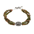 Unakite Jasper And Silver Bracelet