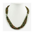 Unakite Jasper And Silver Necklace