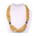 CitrineTeardrop and Silver Bead Necklace
