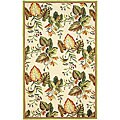 Hand-hooked Cotton Caladium Leaves Rug (5' x 8')