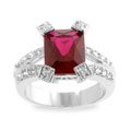 Silvertone Red CZ Vintage Inspired Ring