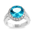 Silvertone Light Blue CZ Cocktail Ring