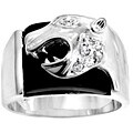 Men's Silvertone Jaguar Onyx Ring