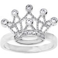 Silvertone Clear CZ Crown Ring