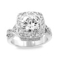 Silvertone Pave Cocktail CZ Ring