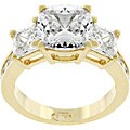 Gold Over Silver Three-Stone CZ Ring
