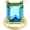 Goldtone Blue CZ Solitaire Cocktail Ring