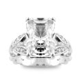 Silvertone Emerald-cut Cubic Zirconia Ring