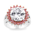 Two-Toned Pink CZ with Trillion Accents Ring