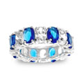 Sterling Silver Sapphire and Oval CZ Eternity Band