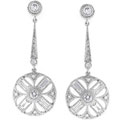 Silvertone CZ Baguettes Drop Circle Earrings