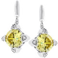 Silvertone Yellow CZ Drop Earrings