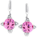 Silvertone Pink CZ Drop Earrings
