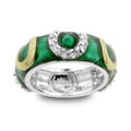 Silvertone Enamel and CZ Horseshoe Eternity Band
