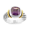 Two-toned Purple CZ Solitaire Ring