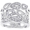 Silvertone CZ Woven Leaves Fashion Ring