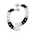 Silvertone and Black/White Enamel Fashion Earrings