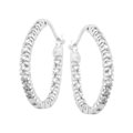 Silvertone and CZ Hoop Earrings