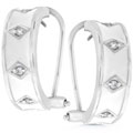 Silvertone White Enamel and CZ Earrings