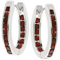 Silvertone Red Cubic Zirconia Huggie Earrings