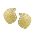 Matte Goldtone & Cubic Zirconia Stud Earrings