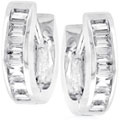 Silvertone and Clear CZ Huggie Earrings