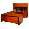 Boss Cherry Bow Front Workstation with Hutch