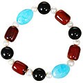 White Freshwater Pearl and Agate Bracelet