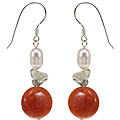 Gold Crystal, Aventurine & Freshwater Pearl Earrings