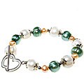 Handmade Teal, Salmon & White Freshwater Pearl Bracelet