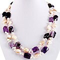 Handmade Pearl, Amethyst and Seashell Necklace
