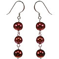 Crimson Freshwater Pearl & Sterling Silver Earrings