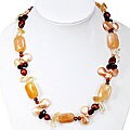 Handmade Pearl, Crystal and Agate Necklace