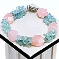 Aquamarine Gemstone and Rose Quartz Bracelet