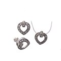 Sterling Silver Marcasite Heart Earrings/ Necklace Set