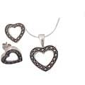 Sterling Silver Heart Shape Marcasite Set